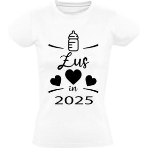 Zus in 2025 Dames T-shirt - bekend maken - zwanger - kindje - baby - in verwachting - zwangerschap