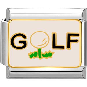 Quiges - Schakel - Bedel - 9mm - charms - Golf - Geschikt voor - Nomination- armband - Schakelarmband - italy bedels armband