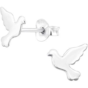 Joy|S - Zilveren vogel oorbellen - 8.3 x 8.4 mm - gepolijst - oorknoppen