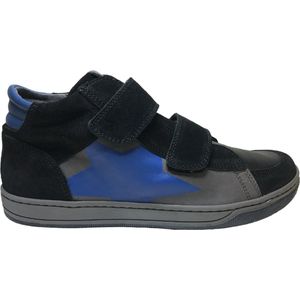 Naturino Ethan - mt 24 - velcro's blauwe ster hoge lederen sneakers - zwart grijs