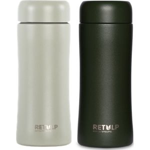 Retulp Tumbler - Thermosbeker - Thermosfles - 300 ml - Koffiebeker - RVS - Drinkflessen 2 Stuks - Groen