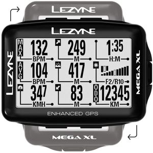 Lezyne Mega XL GPS BLK Met SPD Candance + HR Censor - GPS tracker fiets - Fietscomputer - Fietsnavigatie - 48 uur accuduur - Waterdicht - Zwart
