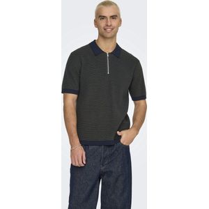 ONLY & SONS ONSMATTEO REG SS ZIP POLO Heren Trui - Dark Sapphire