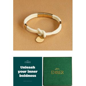 Atelier Ember - Armband Dames Goud Handgemaakt - Inner Boldness - Nikkelvrij - 19 CM + 1,5 CM - Luxe Groene Sieradendoos Giftset - Originele Cadeautjes - Verjaardag Cadeau Vrouw, Moeder, Mama, Vriendin - Moederdag Cadeautje voor Mama