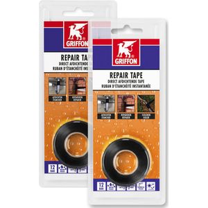 Griffon reparatietape zwart - 25mm. x 3m - 2 stuks