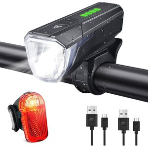 Fietslampenset met USB-opladen en 100 lux – StVZO goedgekeurd voor veilig fietsen