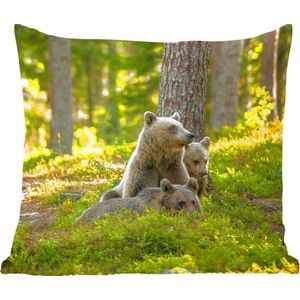 Sierkussen - Beer Bos - Multicolor - 60 Cm X 60 Cm