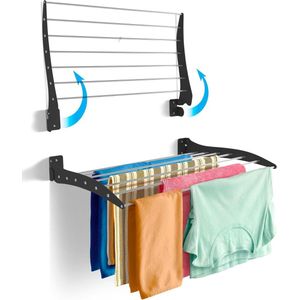 Opvouwbaar wasdroogrek voor aan de wand - Verticaal ophangsysteem - 70 cm grijs