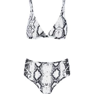 Bikini met dierenprint Zwart & Wit L