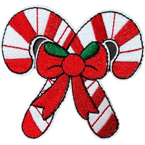 Kerst Candy Cane Zuurstok Patch Met Strik L 7.8 cm / 7.2 cm / Rood Wit