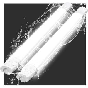 NETTLIFE Plafondlamp LED - Vochtbestendige lamp - 90 cm - IP65 Plafondverlichting - Lang Werklamp - 1xLED TL - 24 W - Koel wit Licht 5000 K - voor Badkamer | Garage | Werkplaats | Keuken - 2Stuks