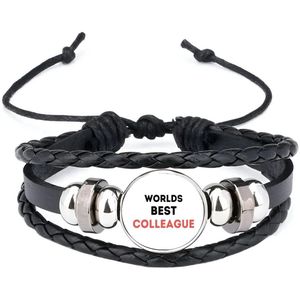 Akyol - worlds best colleague armband zwart - Collega - de beste collega - werknemers - verjaardagscadeau - verjaardag - cadeau - afscheidscadeau - geschenk - leuke cadeau - kado - gift