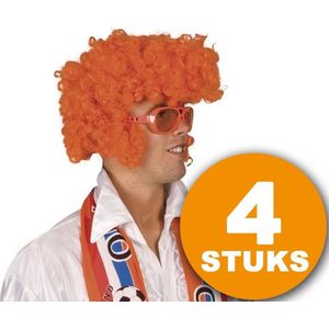 Oranje Pruik | 4 stuks Oranje Feestpruik ""Rock Star"" | Feestartikelen Oranje Hoofddeksel | Feestkleding EK/WK Voetbal