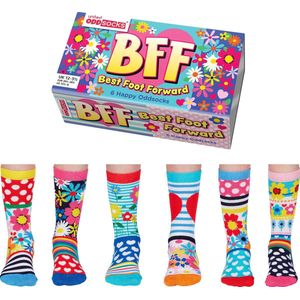ODD SOCKS Meisjes Sokken BFF Multipack - Best Foot Forward - Mismatched sokken - maat 30-38 - Cadeau doos
