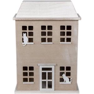 Decoratief Opbergdoosje Huis 27*12*39 cm Bruin Hout Katten Opbergbox