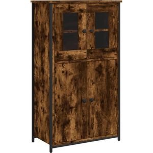 vidaXL - Hoge - kast - 62x32x106,5 - cm - bewerkt - hout - gerookt - eikenkleurig