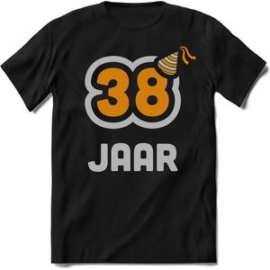 38 Jaar Feest kado T-Shirt Heren / Dames - Perfect Verjaardag Cadeau Shirt - Goud / Zilver - Maat L