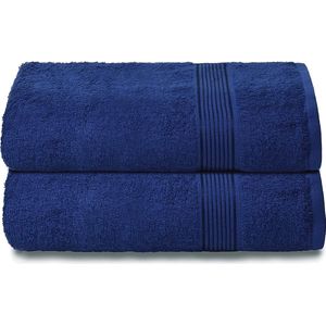 2-delige set extra grote katoenen badhanddoeken, 70 x 140 cm, ultra absorberend, compact, sneldrogend en licht, marineblauw