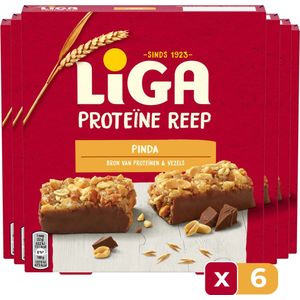 LiGA Proteïne 5 Repen Pinda 160 gram - 6 stuks - Eiwitreep - Eiwit - Tussendoor - Voordeelverpakking