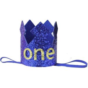 Verjaardagskroon | verjaardag | kroon| jongens | feest | feesthoed|blauw|1 jaar|birthday|ONE