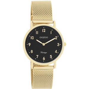 Goudkleurige OOZOO horloge met goudkleurige metalen mesh armband - C20349