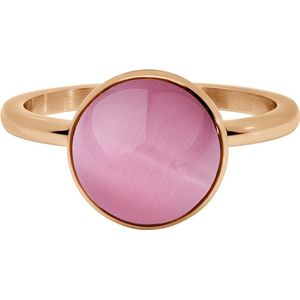 Quiges Stapelring Dames - Vulring - RVS Roségoudkleurig met Roze Cateye - Maat 20 - Hoogte 2mm
