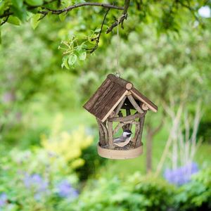 vogelvoederhuisje hangend, hout, HxBxD: 22,5 x 17 x 13,5 cm, voor kleine vogels, voor tuin & terras, natuur