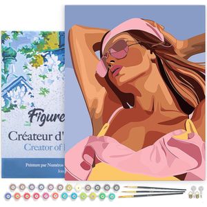 Figured'Art Schilderen op Nummer Volwassenen met lijst Zonovergoten meisje- Handwerk acrylverf Kit DIY Compleet - 40x50cm Canvas al ingelijst