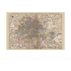 Kunstdruk Stanfords - Map of the County of London 1888 60x80cm