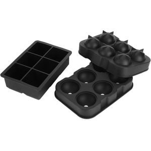 Buxibo IJsblokjes Tray Set - Rond en Vierkant - 2 x 3 Vormen - Set van 2