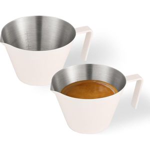 Espresso Shot Cups 2 oz espresso maatbekers 2-pack roestvrij staal schenkbeker weegschaal keukenhulp voor espresso accessoires (mat wit) G5142W * 2