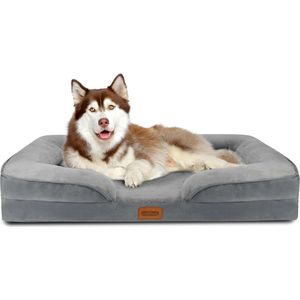 Nobleza 2DJ - Orthopedische Hondenmand - met Traagschuim - Waterdicht Hondenbed - Hondenkussen Wasbaar - Maat XXL: 135 x 107 x 17 cm - Grijs