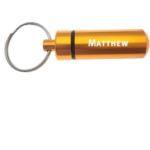 Sleutelhanger - Pillenkoker - Met Naam - Matthew - Medicatie - Identiteitskoker - Goud