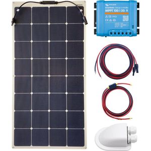 5 Jaar Garantie - Overloopbare flexibele zonnepanelen set 120Wp premium – Victron Energy MPPT Laadregelaar 100/20 Bluetooth – Zonnepaneel Compleet Pakket - Kabel met connector - zonnepaneel camper - zonnepanelen camper - zonnepanelen boot - caravan