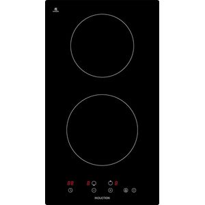 YUNA inductiekookplaat Calor EBKI2 / zelfvoorzienend met 2 kookzones / timer en kinderbeveiliging / 9 verwarmingsniveaus per kookzone / 2900W / restwarmte-indicator / touch control / Schuko stekker / frameloos