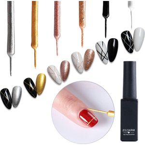 DIY Gel Nail Polish Painting Kit Set - Champagne Glitter Silver - 3D Nail Art Tools Manicure Pen