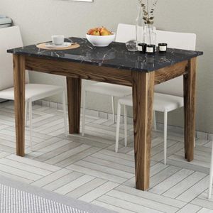 Keukentafel Woody Fashion - 110x72x75 cm - Walnoot/marmer