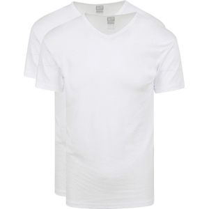 Alan Red - Organic V-Hals T-Shirt Wit 2-Pack - Heren - Maat XL - Slim-fit
