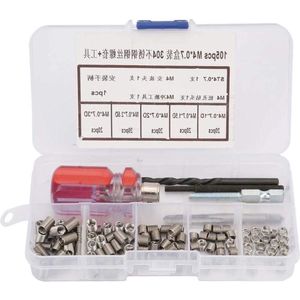 105 stuks roestvrijstalen schroefdraadinzetstukken reparatieset met gereedschap - helicoil type (M4 x 07)