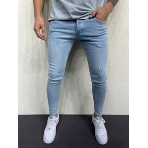 Mannen Stretchy Heren Skinny Jeans Hole Slim Fit Denim Hoge Kwaliteit Jeans - W33