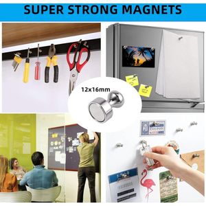 Extra sterke neodymium magneten, 18 stuks, metalen magneten voor magneetbord, steekbord, koelkast, kegelmagneten, notitiebord (12 x 16 mm)