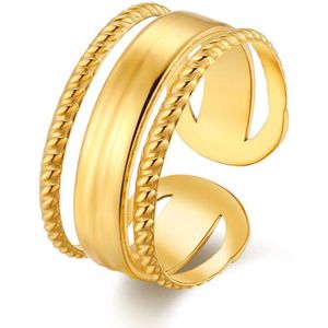 Twice As Nice Ring in goudkleurig edelstaal, 3 rijen 48