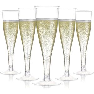 Plastic champagnefluiten 150 ml - herbruikbare champagneglazen - set van 54 - feestbekers voor tuinhuwelijk - 17x5 cm