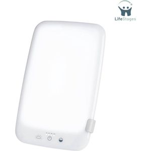 LifeStages - Daglichtbril - Daglichtlamp - Simulatie van Daglicht met 3 Kleurtemperaturen voor Een Gereguleerd Dag-nachtritme - 10.000 Lux - Medisch Apparaat, Afneembare Standaard, met Dimmer - Wit