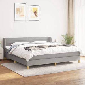 The Living Store Boxspringbed - Comfort Pocketvering - Lichtgrijs - 203x203x78/88 cm - Duurzaam materiaal - verstelbaar hoofdbord - middelharde ondersteuning - Inclusief 2 matrassen en topmatras