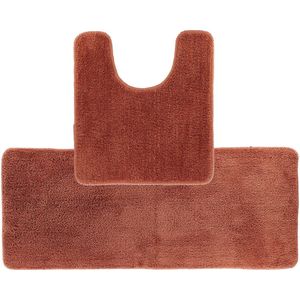 Tendance Badkamer Matten set Aquarius - roestbruin - extra lang - hoogpolig - microfiber