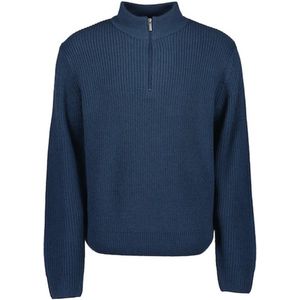 Blue seven heren - Trui 376457 blauw korte rits maat XXL