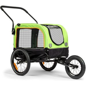 TOPMAST VARIO 2-in-1 Hondenaanhanger & Hondenbuggy Groen Zwart - Fietsaanhanger voor honden- Fietskar voor honden