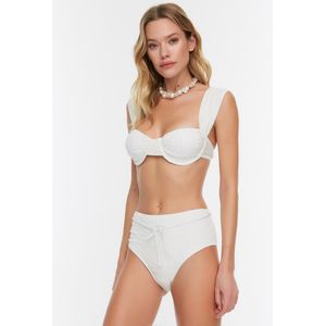 Trendyol Normale taille Bikinibroekje met hoge taille en riem in ecru, met textuur TBESS21BA0167