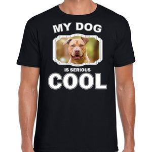 Staffordshire bull terrier honden t-shirt my dog is serious cool zwart - heren - Staffordshire bull terriers liefhebber cadeau shirt L